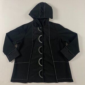 Vintage 90s Red Rover Jacket Women's XL Black Abstract Softshell Made in the USA